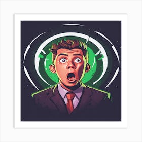 Man With A Shocked Face Art Print