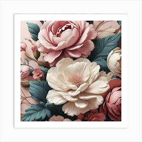 Roses Wallpaper Art Print