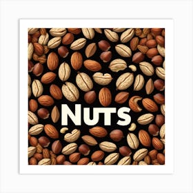 Nuts On Black Background 4 Art Print