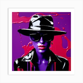 Purple Woman In Hat Art Print