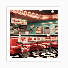 Retro Bites Burgers And Shakes At The Nostalgic Diner Delight Art Print