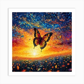 Butterfly At Sunset 1 Art Print