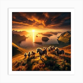 Ponies On A Hilltop Art Print