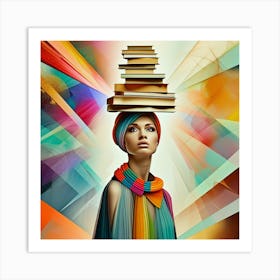 Surreal Book Balance in Flowing Garments Art Print