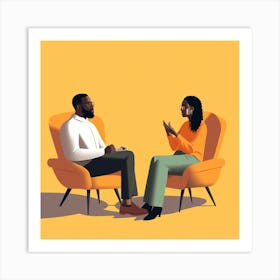 Illustration Of A Couple Talking Poster