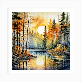 Sunset In The Forest 1 Art Print