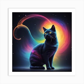 Black Cat In Space 1 Art Print