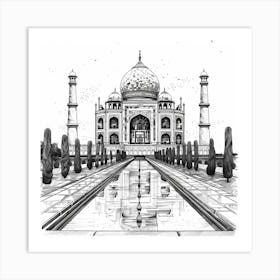 A Taj Mahal In Agra Hand Drawn Sketch Illustrati 1719953542 3 Art Print