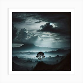 Lone Tree In The Mountains 1 Art Print