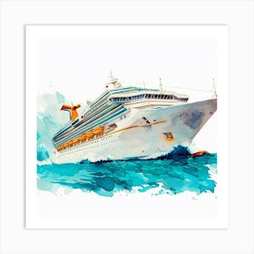 Watercolor Of A Cruise Ship 1 Art Print