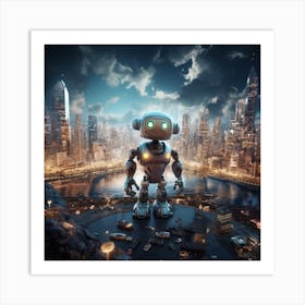 Futuristic Robot In The City Art Print