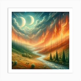 Fire In The Forest 1 Art Print