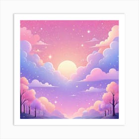 Sky With Twinkling Stars In Pastel Colors Square Composition 235 Art Print