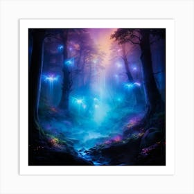 Shimmering Phantom Lights Dance Through A Dreamscape Casting Vibrant Hues Over A Misty Forest Lands 1 Art Print