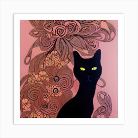 Pretty Black Cat Art Print