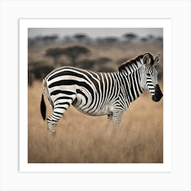 Zebra In The Grass Art Print