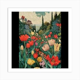 Tulips In The Garden 4 Art Print