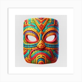 Watercolor Festival Tiki Mask 1 Art Print