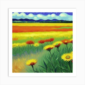 Field Of Sunflowers 6 Art Print