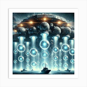 Cascade Sovereignty Scifi Poseidon Dreadnought Projectiles Art Print