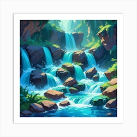 Waterfall In The Forest 101 Art Print