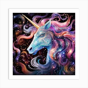 Unicorn In Space Art Print