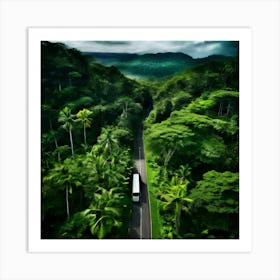 Tropical Treetop Pass Plant Foliage Trailer Texture Car Rural Season Green Pathway Aeria (3) Art Print