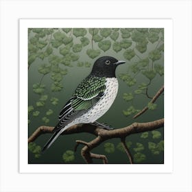 Ohara Koson Inspired Bird Painting Robin 2 Square Art Print