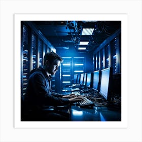 A Cutting Edge Server Room Filled To The Brim With Sleek High Tech Equipment Humming With Energy (2) Art Print