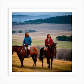 Two Native Americans On Horses 1 Art Print