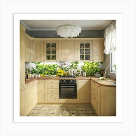 Kitchen With Plants Art Print