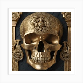 Intricate Golden Skull Art Print