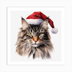 Santa Claus Cat 10 Art Print