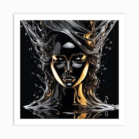 Gold And Black Abstract Painting Art Print