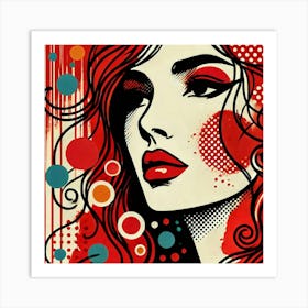 pop art paint splash of a girl portrait Art Print