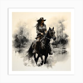 Woman Riding A Horse 1 Art Print