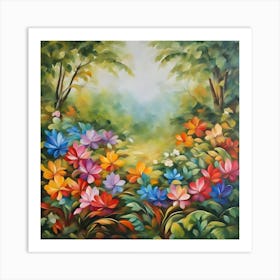 Flowers In The Forest Art Print