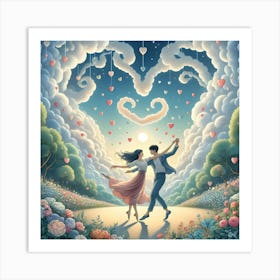 Couple Dancing In The Clouds 1 Art Print