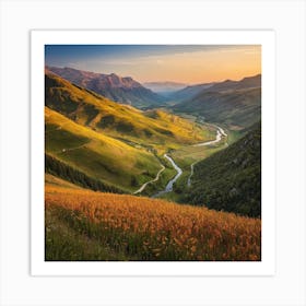 Sunset In The Mountains Art Print