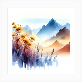 Watercolor Of Mountains 5 Art Print