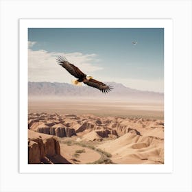 Eagle Soaring Over Desert Art Print