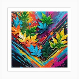 Splatter Leaves Art Print