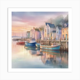 Boats At The Harbor Art Print