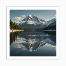 Reflection Of Mountains In A Lake 1 Art Print