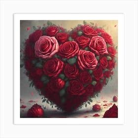 Image Fx Valentines Heart Made Out Of Roses Intricate Art Print