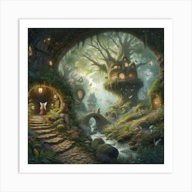 Strolling Into The Garden Of Amsterdam S Hidden Arboretum, Discovering Fairy Grottos Style Whimsical Fantasy Illustration (4) Art Print