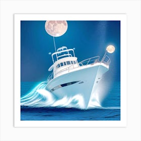 Boat In The Moonlight 10 Art Print