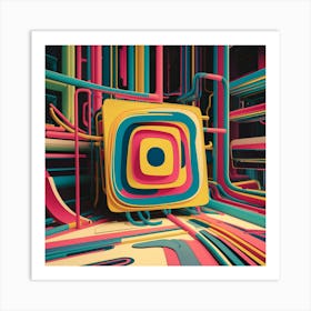 Vibrant Abstract Line Drawing With Bold Intersecting Strokes (1) Art Print