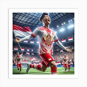 Indonesia Soccer Player Celebrating 2 Art Print