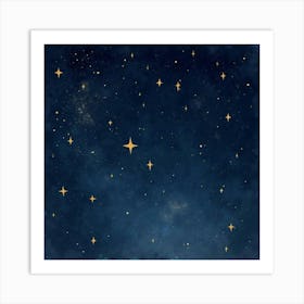 Watercolor Stars Forming Constellations Against A Dark, Starry Sky 1 Art Print